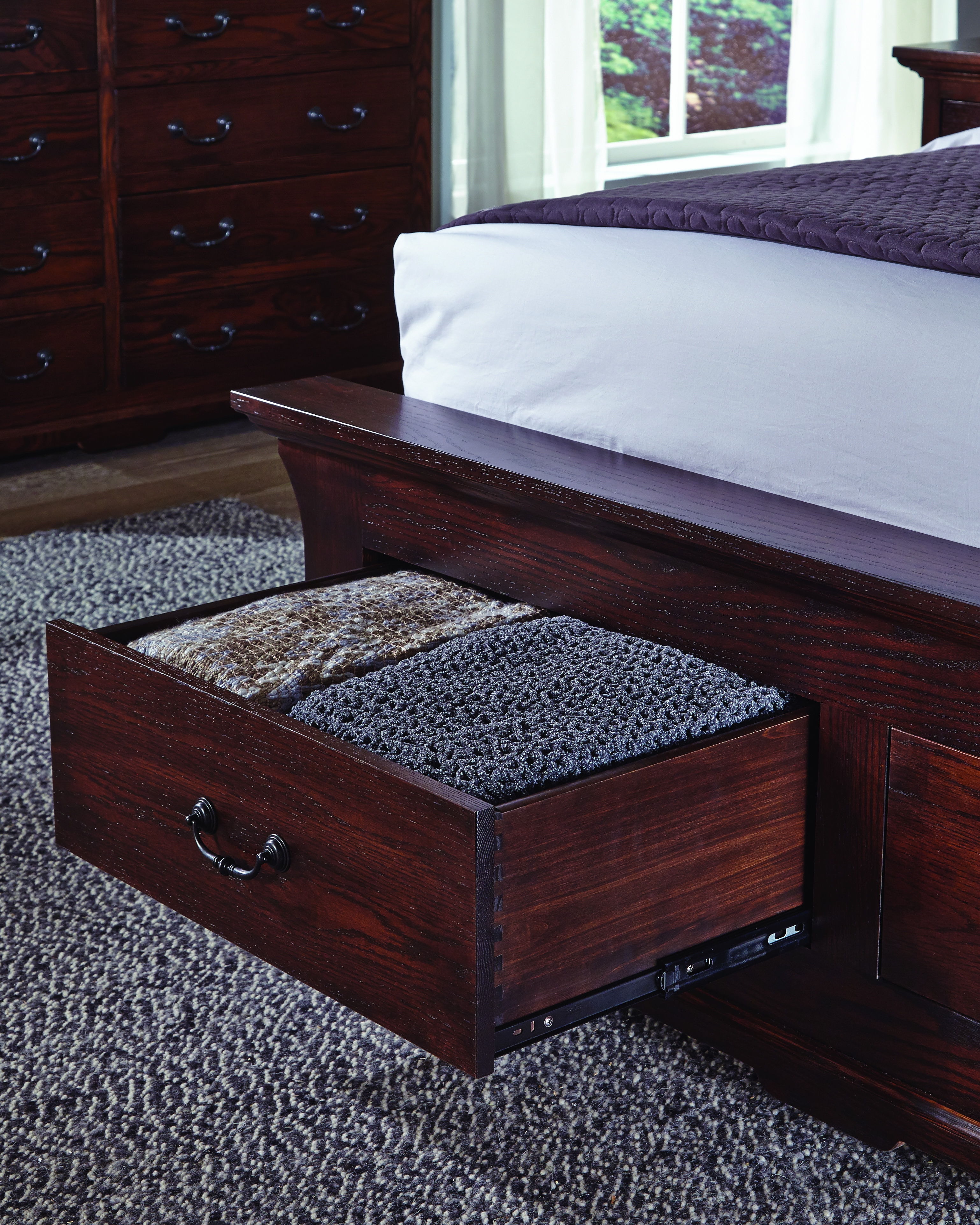 MAVIN Bedroom Panel Bed with Both Side Drawers Longmeadow Panel Bed